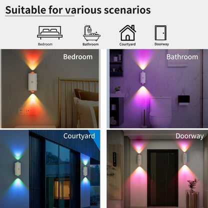 LED Night Light with Motion Sensor RGB Gradient Ambient Wall Lamp Rechargeable Dimmable Magnetic Ladder Light for Bedside Closet