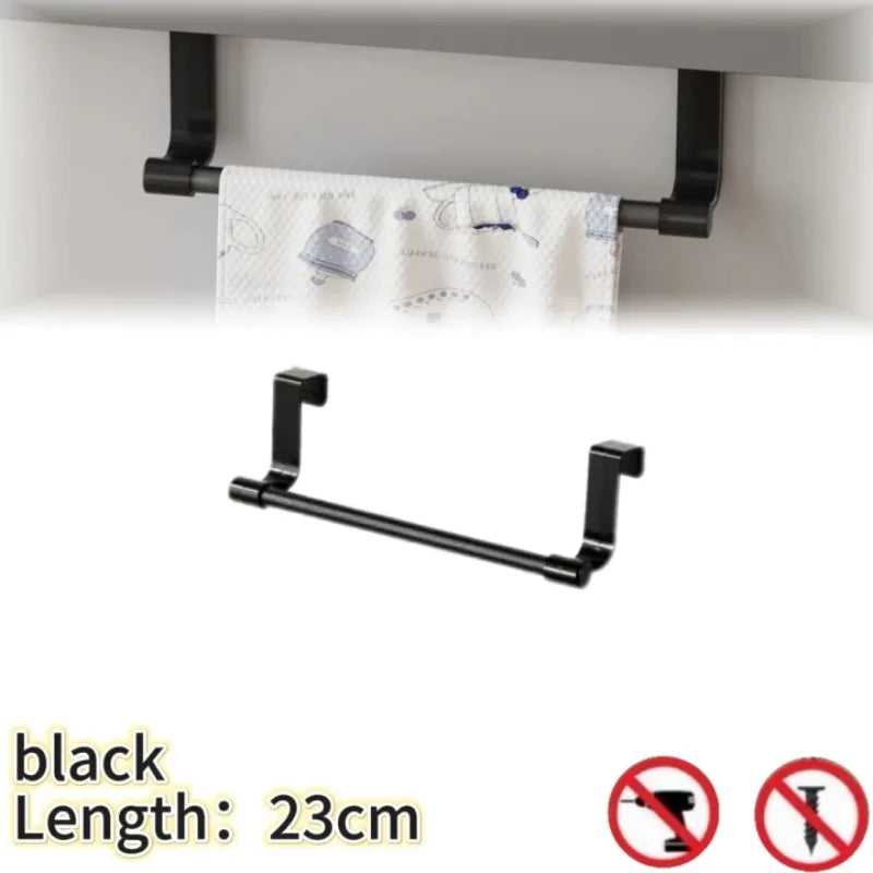 Towel Rack over Door Stainless Steel Towel Bar Storage Organizer Bathroom Kitchen Cabinet Door Hanging Towel Rack