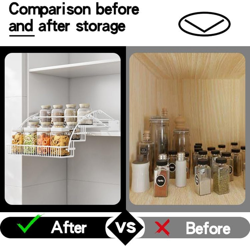 3-Tier Pull down Spice Rack Organizer for inside Cabinet Expandable Display Riser Shelf Seasoning Shelf (10.8In/White)