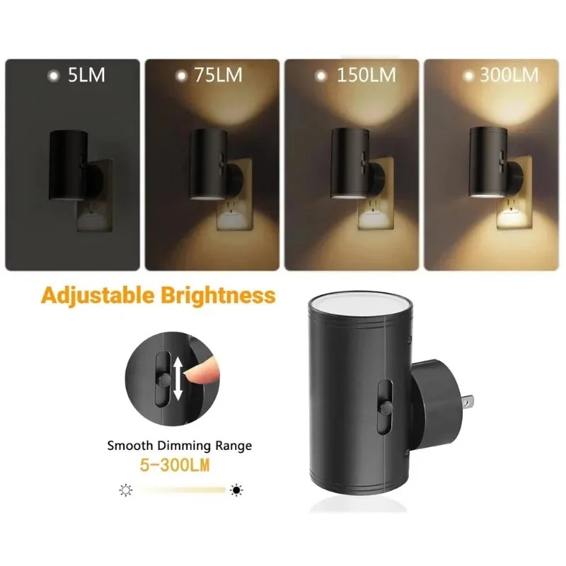 Night Lights Plug into Wall Dimmable LED Night Lamp Automatic Bedside Lamp with Auto Light Sensor for Bathroom Hallway Decor