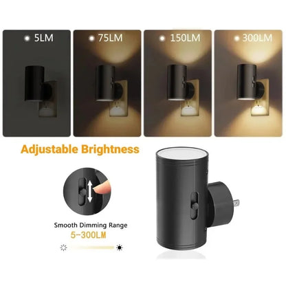 Night Lights Plug into Wall Dimmable LED Night Lamp Automatic Bedside Lamp with Auto Light Sensor for Bathroom Hallway Decor