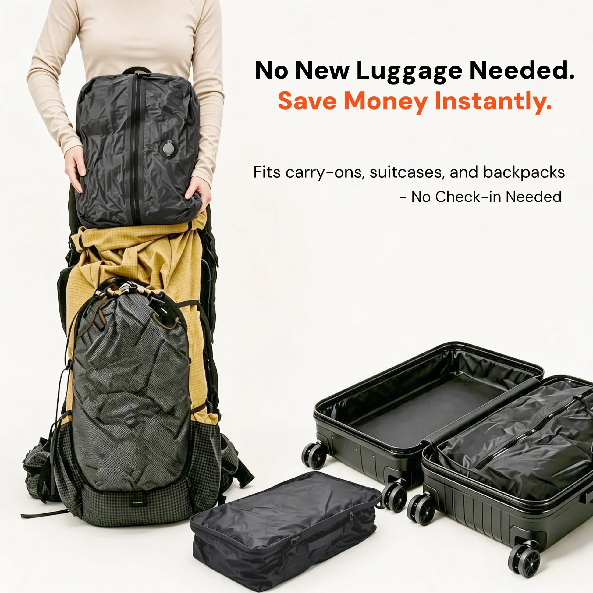 Compression Vacuum Bags for Travel Essentials Gadgets, Space Saver Suitcase Luggage Organizer Traveling Duffle Bag for Clothes