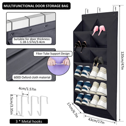 Hanging Shoe Organizer with 9 Pocket Hooks Wear Resistant the Door Shoe Hanger Door Hanging Storage Space Organizer Rack Closet