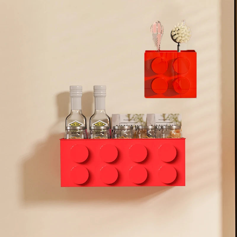 1/4Pc Magnetic Storage Box Kitchen No-Drill Refrigerator Storage Door Rack Building Block Wall Mounted Organizer Decor Holder
