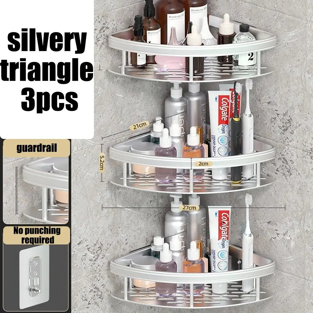 Wall Mounted Rectangular Rack Wall Mounted Shower Shampoo Rack No Drill Rack Tripod Bathroom Rack Towel Rack