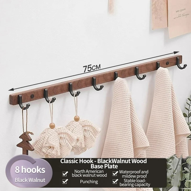 Wood Hooks Strong Hook Wall Hanger Sticker Hanging Coat Rack Clothes Hanger Shower Robe Hook Kitchen Bathroom Towel Hooks