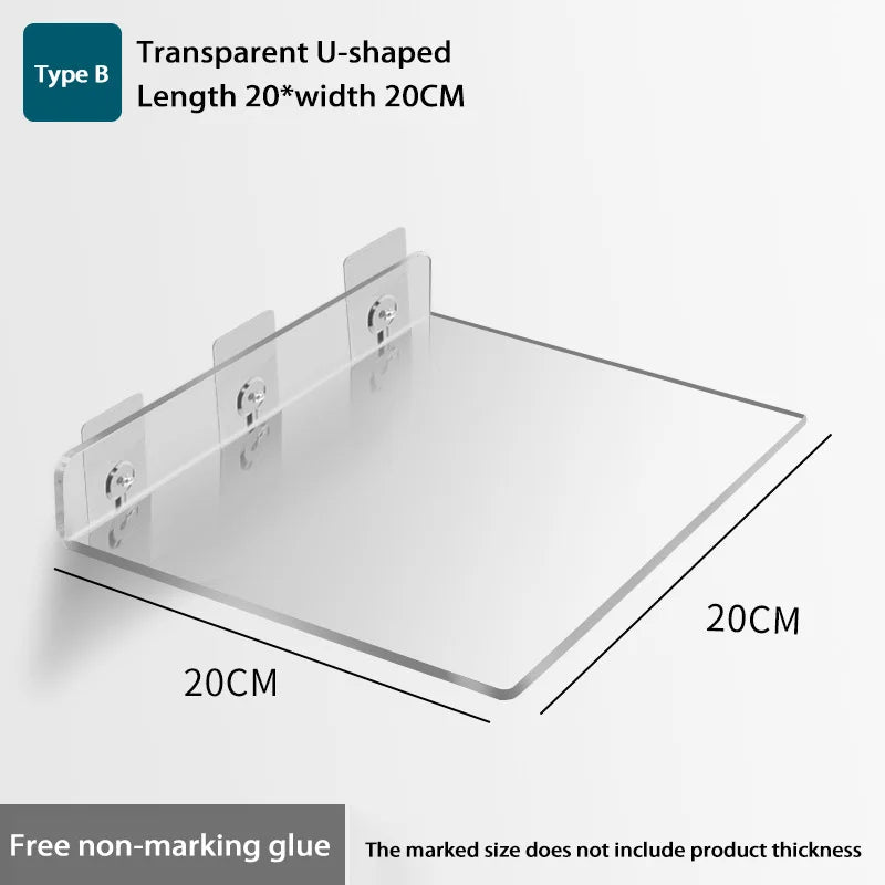 Self Adhesive Storage Shelf Wall-Mounted Storage Rack Removable Bathroom Shower Organizer Kitchen Wardrobe Bathroom Accessories