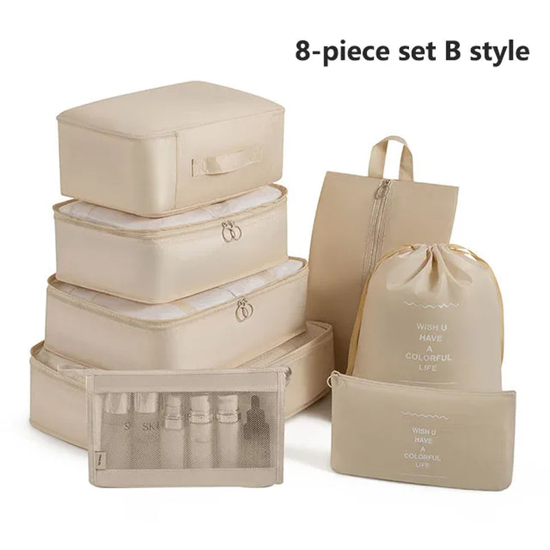 7-8-9-Piece Set Travel Bag Organizer Clothes Luggage Travel Organizer Blanket Shoes Organizers Bag Suitcase Pouch Packing Cubes