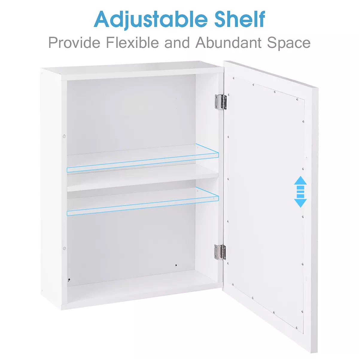 Costway room Mirror Cabinet Wall Mounted Kitchen Medicine Storage Adjustable Shelf