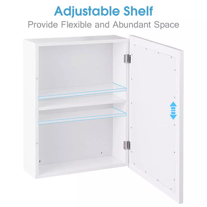 Costway room Mirror Cabinet Wall Mounted Kitchen Medicine Storage Adjustable Shelf