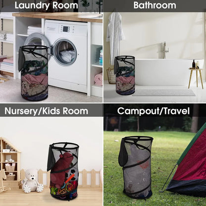 Mesh Popup Laundry Hamper Collapsible Laundry Basket Extra Large Capacity Foldable Clothing Storage Basket with Handles