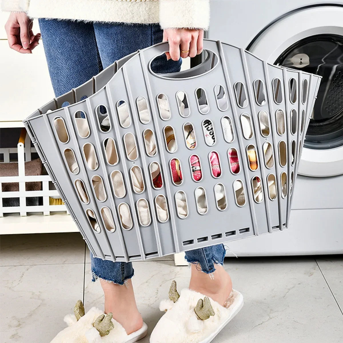 Modern Foldable Laundry Hamper High-Capacity Portable Dirty Clothes Organizer Durable Laundry Basket for Home Bathroom