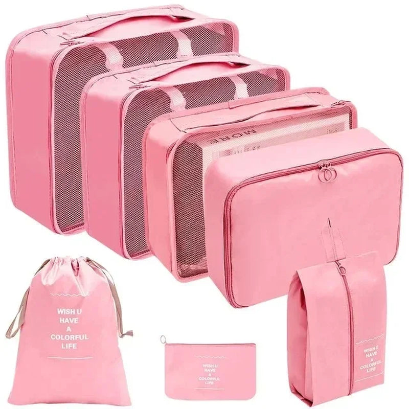 8-Piece Set Travel Bag Organizer Clothes Luggage Travel Organizer Blanket Shoes Organizers Bag Suitcase Pouch Packing Cubes