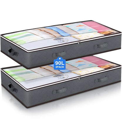 3 Pack under Bed Storage Container Organizer Large Capacity under Bed Clothes Storage Box Foldable Storage Bag with Clear Window