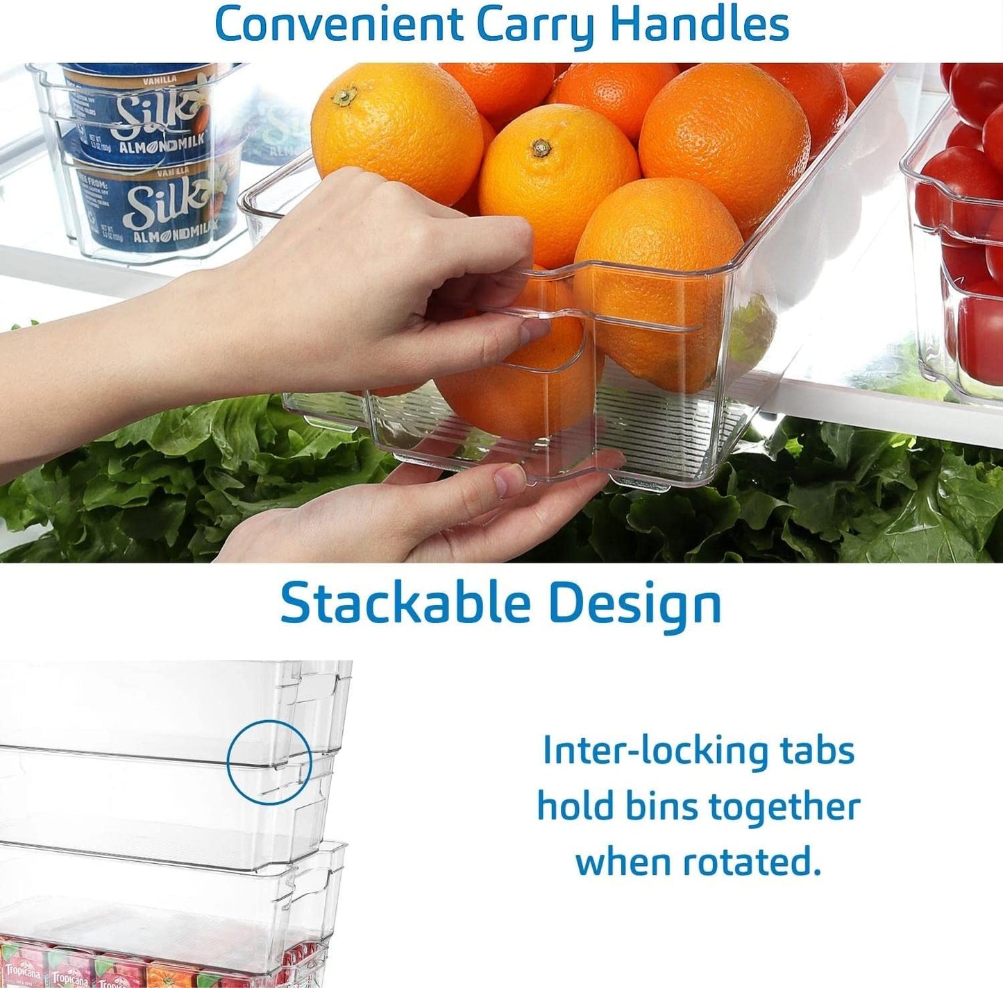 14-Piece Stackable Clear Acrylic Refrigerator and Freezer Organizer Set