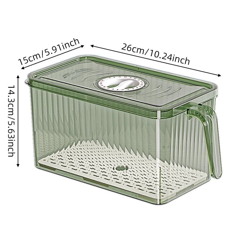 Stackable Refrigerator Storage Box with Lid & Handle - PET Food Container Organizer for Bread Vegetables Fruits Kitchen Home Use