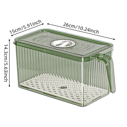 Stackable Refrigerator Storage Box with Lid & Handle - PET Food Container Organizer for Bread Vegetables Fruits Kitchen Home Use