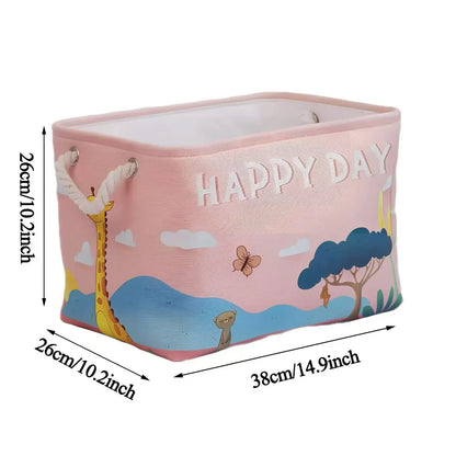 Folding Linen Storage Box with Handles Space-Saving Cube Organizer Basket for Home Supplie Baby Toys Clothes Books Organizer