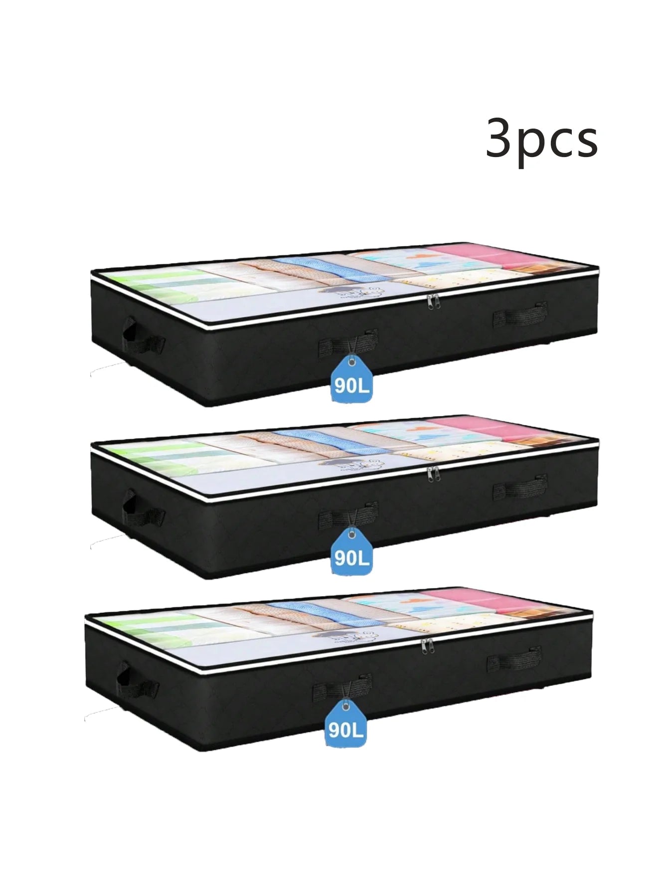 Under Bed Storage Container Organizer Large Capacity under Bed Clothes Storage Box Foldable Storage Bag with Clear Window