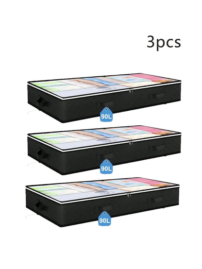 Under Bed Storage Container Organizer Large Capacity under Bed Clothes Storage Box Foldable Storage Bag with Clear Window