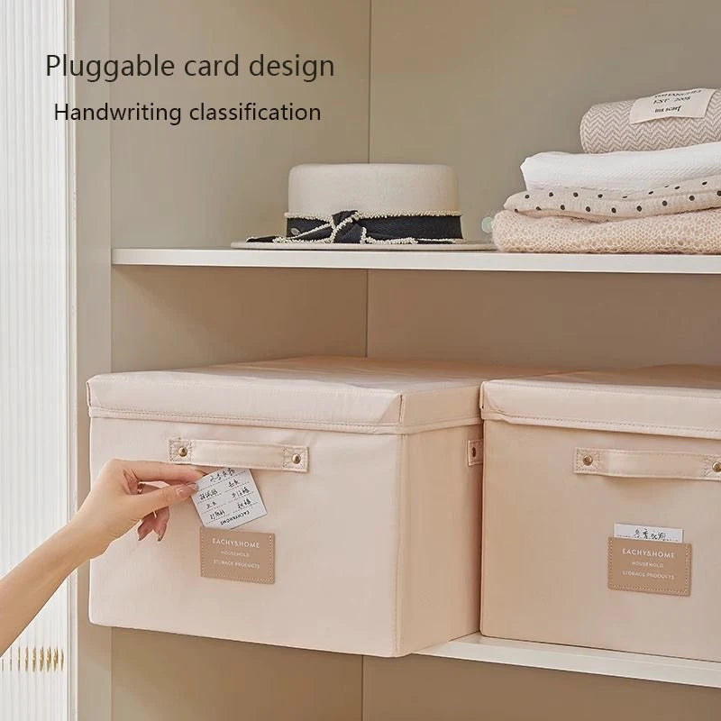 Fabric Foldable Storage Box with Lid Organizer for Clothes Large Capacity Quilt Blanket Toy Storage Closet Wardrobe Organizer
