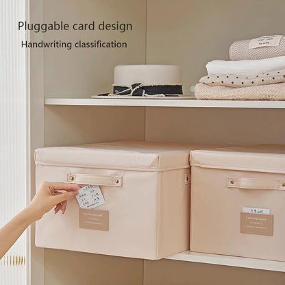Fabric Foldable Storage Box with Lid Organizer for Clothes Large Capacity Quilt Blanket Toy Storage Closet Wardrobe Organizer