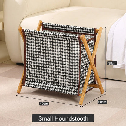 Dirty Clothes Laundry Basket Wood Bracket Foldable Cotton Linen Storage Baskets Bathroom Organizer Japanese Style Clothes Hamper