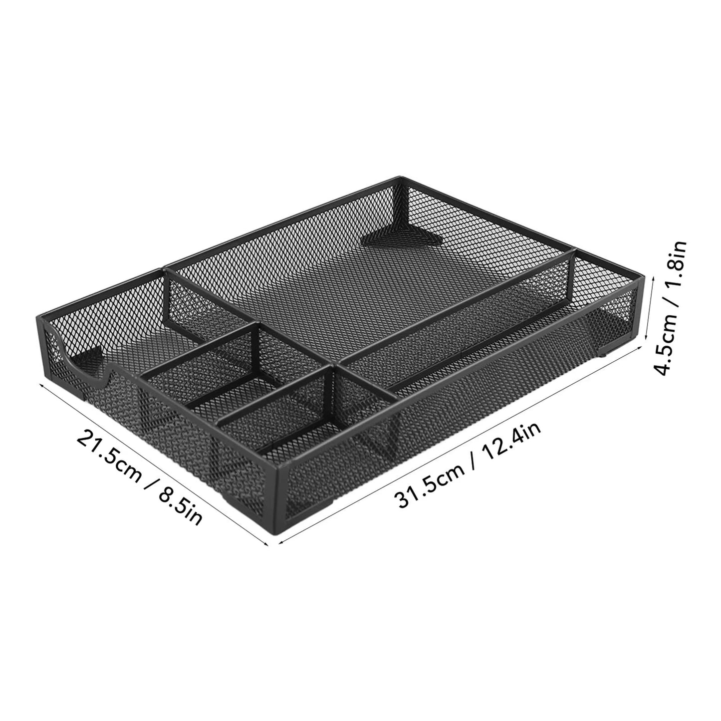5 Grids Metal Mesh Drawer Organizer Tray Multipurpose Space Saving Desk Organizer Storage Basket for Home Study Room