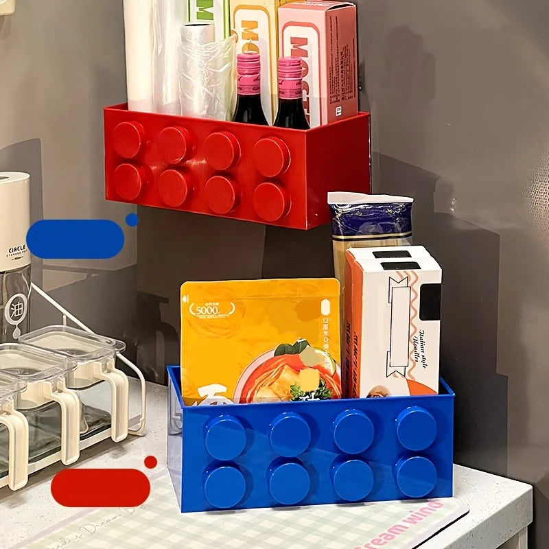 1/4Pc Magnetic Storage Box Kitchen No-Drill Refrigerator Storage Door Rack Building Block Wall Mounted Organizer Decor Holder