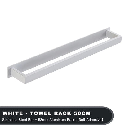 Strong Adhesive Bathroom Towel Rack Stainless Steel Bath Towel Hanger Wall Mounted Kitchen Hand Towel Holder No Drill