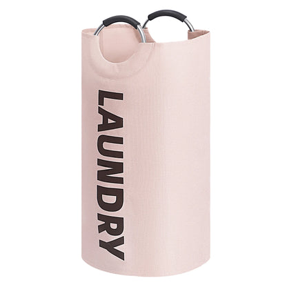 Large Waterproof Laundry Basket Foldable, Contemporary round Polyester Blend Hamper with Aluminum Handles for Bathroom Storage