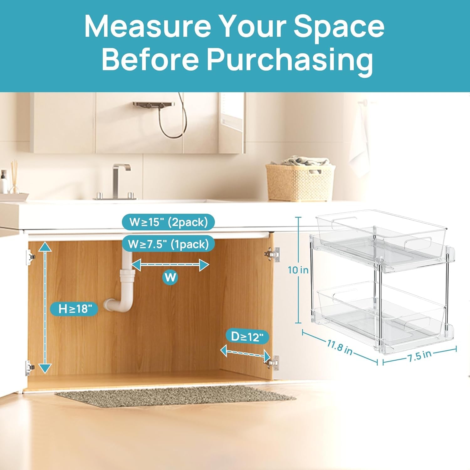 4-Pack Standard Under-Sink Bathroom Organizer