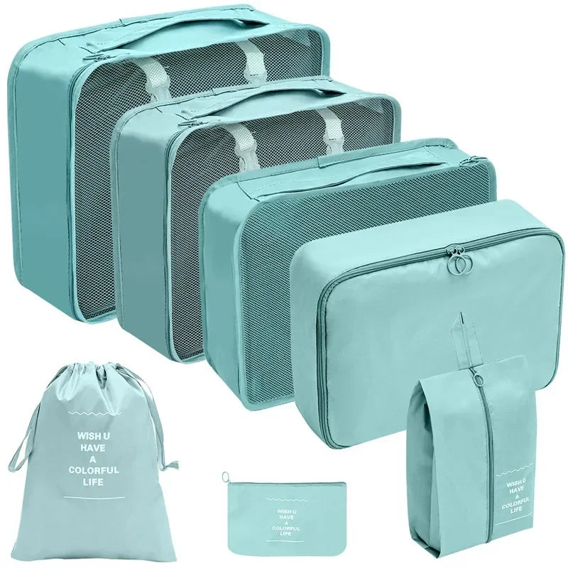 8-Piece Set Travel Bag Organizer Clothes Luggage Travel Organizer Blanket Shoes Organizers Bag Suitcase Pouch Packing Cubes