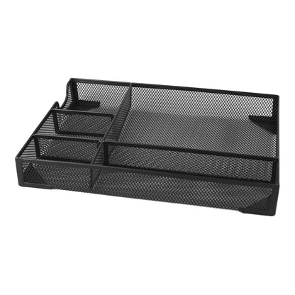 5 Grids Metal Mesh Drawer Organizer Tray Multipurpose Space Saving Desk Organizer Storage Basket for Home Study Room