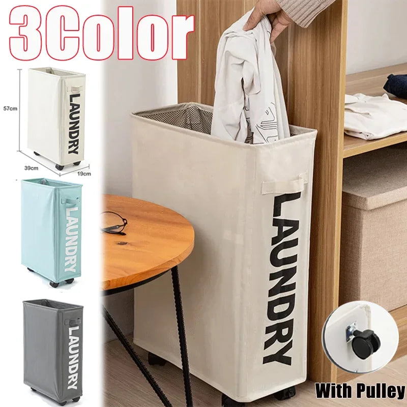 Foldable Laundry Basket Dirty Clothes Basket Clothes Storage Box Yoga Storage Sundries Box with Wheels Bathroom Accessories