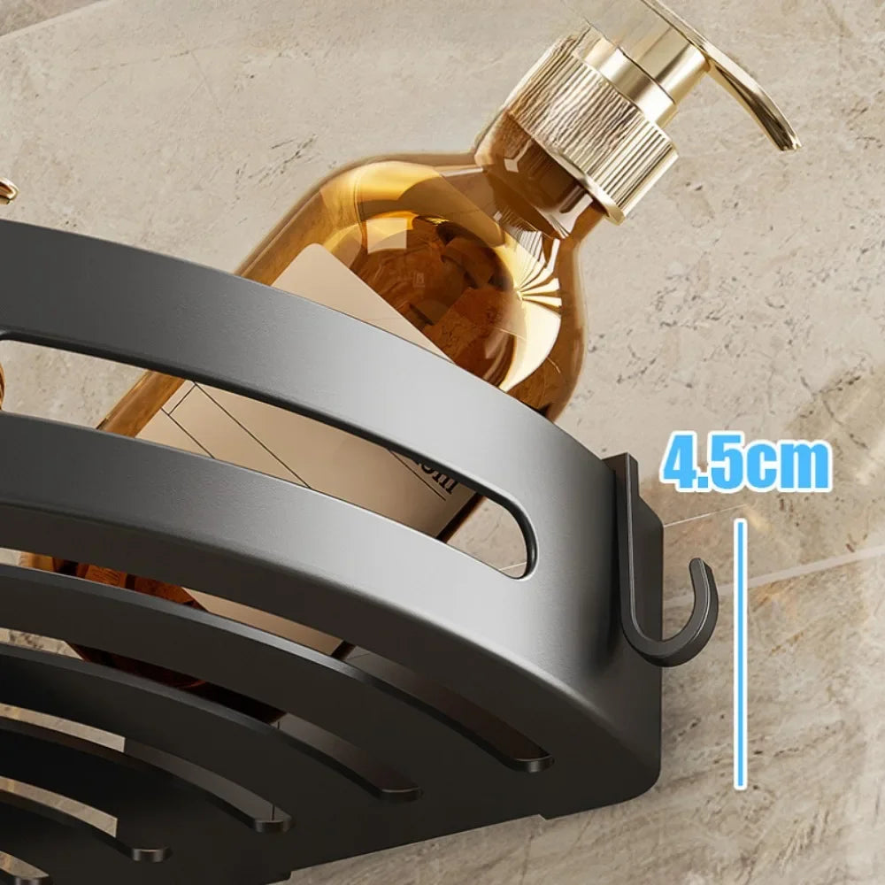Punch Free Wall Mounted Bathroom Shelf No Drill Shower Shelf Kitchen Storage Organizer Shampoo Rack Makeup Storage Organizer