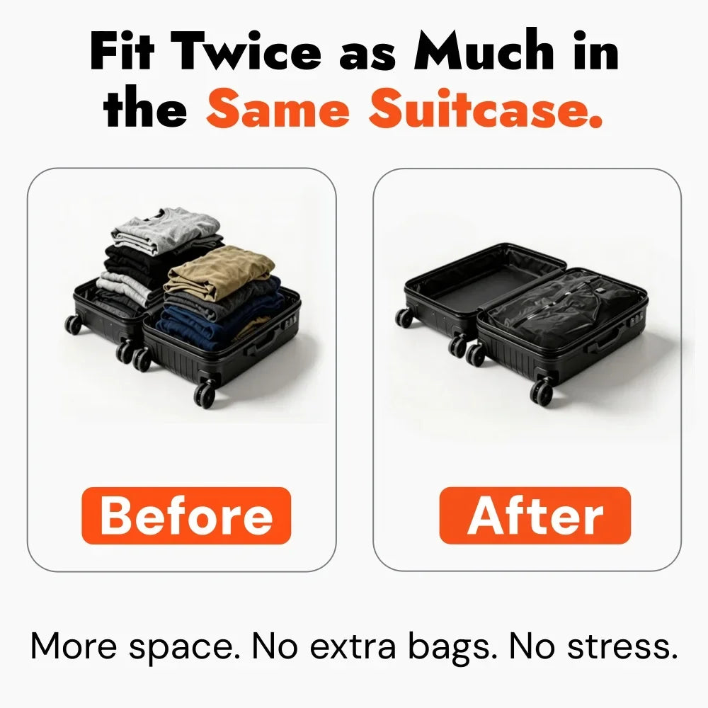 Compression Vacuum Bags for Travel Essentials Gadgets, Space Saver Suitcase Luggage Organizer Traveling Duffle Bag for Clothes