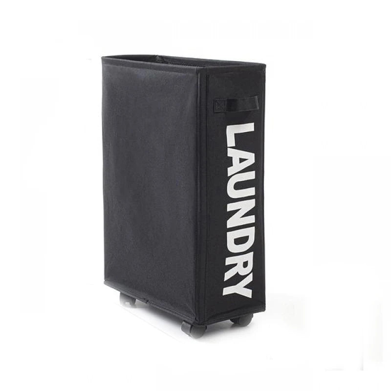 22" Rolling Slim Laundry Basket on Wheels, Foldable Laundry Hamper with Handle, Collapsible Laundry Sorter and Organizer
