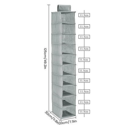 Hanging Shoe Organizer Non-Woven Shoe Storage Shelf 10-Layer Foldable Hanging Shoe Rack Space Saving for Home Bedroom Closet