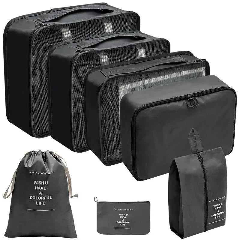 8-Piece Set Travel Bag Organizer Clothes Luggage Travel Organizer Blanket Shoes Organizers Bag Suitcase Pouch Packing Cubes