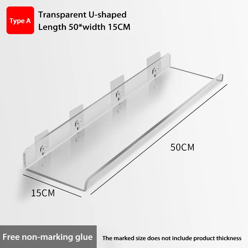 Self Adhesive Storage Shelf Wall-Mounted Storage Rack Removable Bathroom Shower Organizer Kitchen Wardrobe Bathroom Accessories