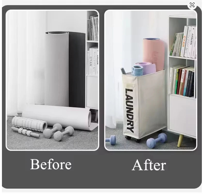Foldable Laundry Basket Dirty Clothes Basket Clothes Storage Box Yoga Storage Sundries Box with Wheels Bathroom Accessories
