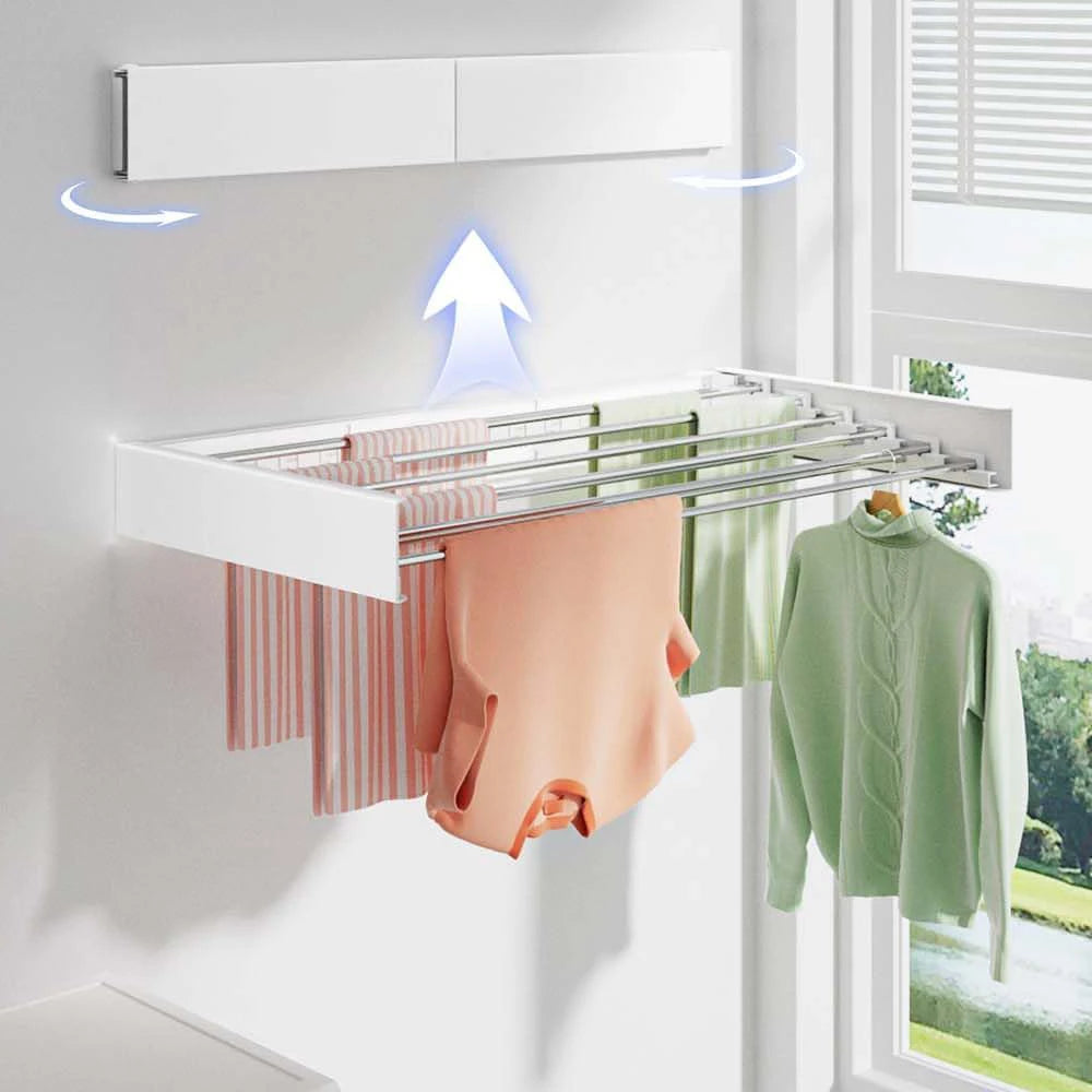 Folding Clothes Drying Rack Wall-Mounted Stainless Steel Laundry Hanger Space Saving for Indoor Balcony Drying Clothe Towel Rack