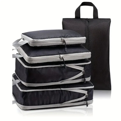 Travel Compression Packing Cubes Suitcase Luggage Organizer Set Zipper Foldable Storage Bag for Clothes Shoes Travel Accessories