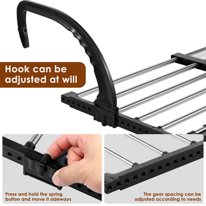 New Foldable Radiator Drying Rack Extendable Clothes Drying Hanger Stainless Steel 42-72Cm Shoes Towels Drying Rack for Balcony