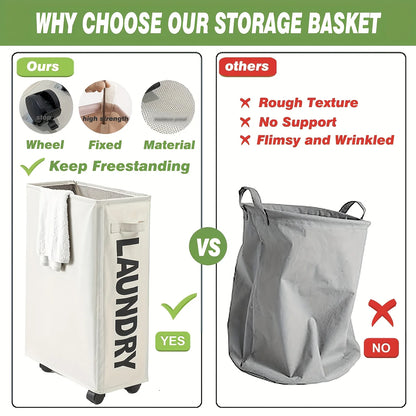Large Capacity Foldable Laundry Hamper with Wheels - Multi-Functional Storage Basket for Dorm, Home, Gym | Durable Oxford Cloth
