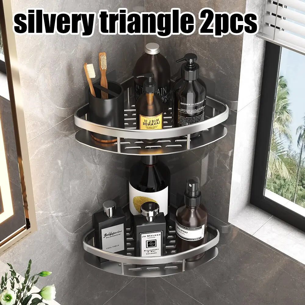 Wall Mounted Rectangular Rack Wall Mounted Shower Shampoo Rack No Drill Rack Tripod Bathroom Rack Towel Rack