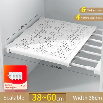 NEW Adjustable Closet Organizer Kitchen Storage Shelves Space Saving Wardrobe Wall Mounted Rack Home Appliance Cabinet Holder1Pc