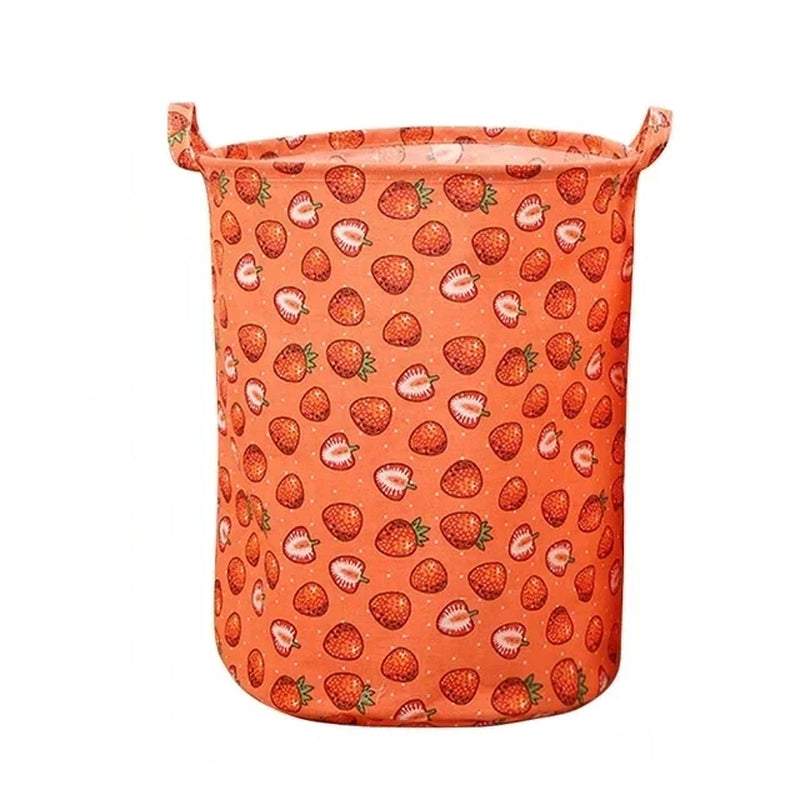 Cotton Linen Print Laundry Basket Portable Foldable Home Laundry Storage Bag Large Hamper for Kids Toys Dirty Clothes Basket