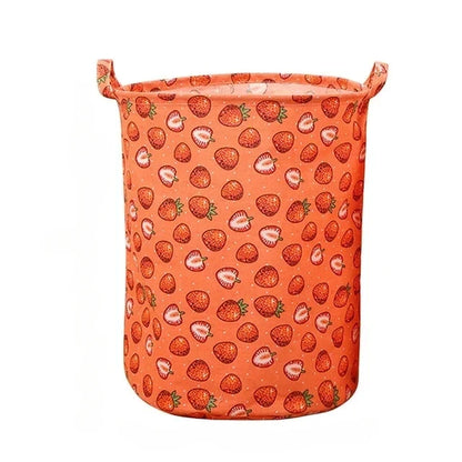 Cotton Linen Print Laundry Basket Portable Foldable Home Laundry Storage Bag Large Hamper for Kids Toys Dirty Clothes Basket
